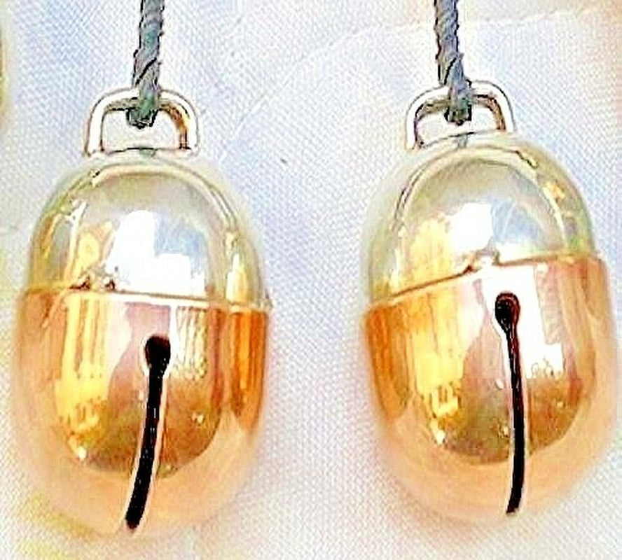 Pair of Premium L-Copper and Silver Acorn Bells for Dogs and Cats