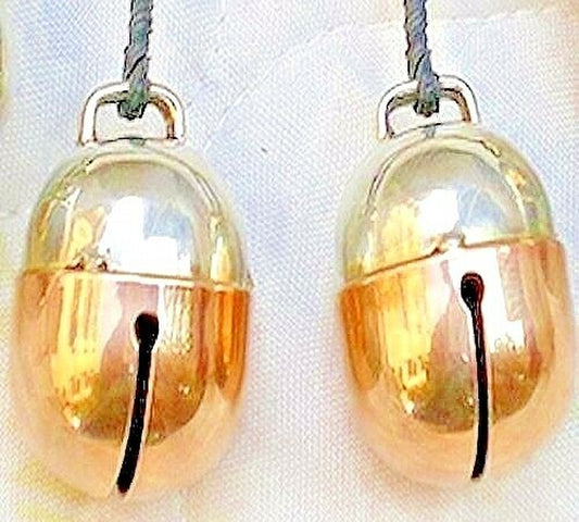 Pair of Premium L-Copper and Silver Acorn Bells for Dogs and Cats